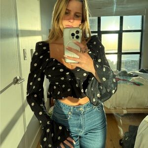 H&M Black and White Polka Dot Crop Top